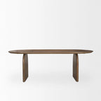 Mesa de comedor ovalada de color marrón oscuro con patas arqueadas, para 6 personas — 86.5"L x 39"W x 30"H