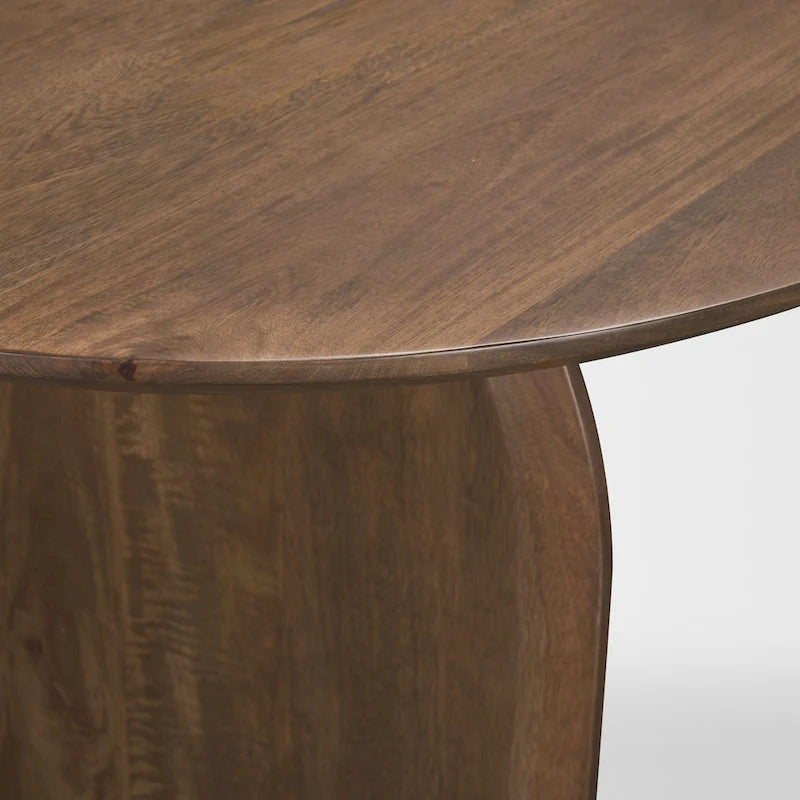 Mesa de comedor ovalada de color marrón oscuro con patas arqueadas, para 6 personas — 86.5"L x 39"W x 30"H