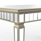 Mesa de comedor rectangular crema y dorada, capacidad para 8 personas