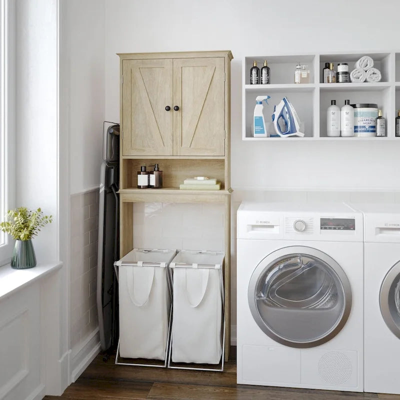 Farmhouse Over the Toilet Cabinet with Shelves and Magnetic Closure Doors