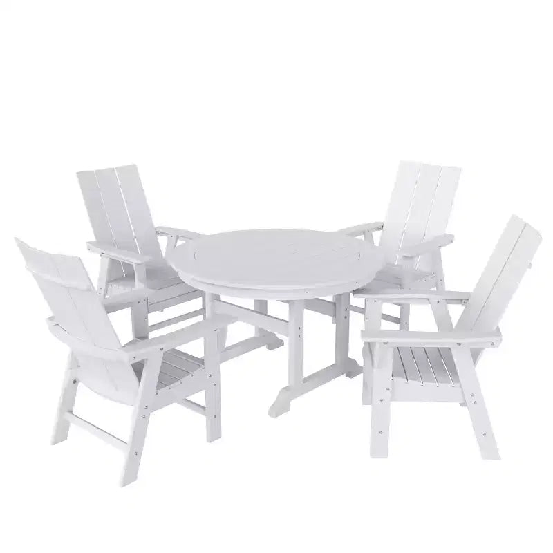 WestinTrends 5 Piece Outdoor Patio Dining Round Table and Modern Armchair Set