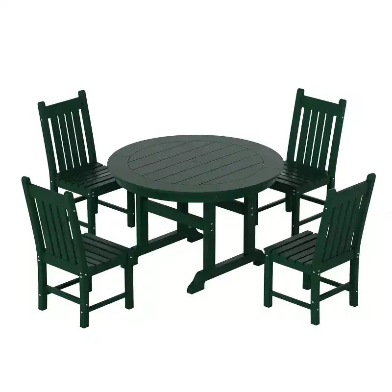WestinTrends 5 Piece Outdoor Patio Dining Set Outdoor Round Table and Chair Set