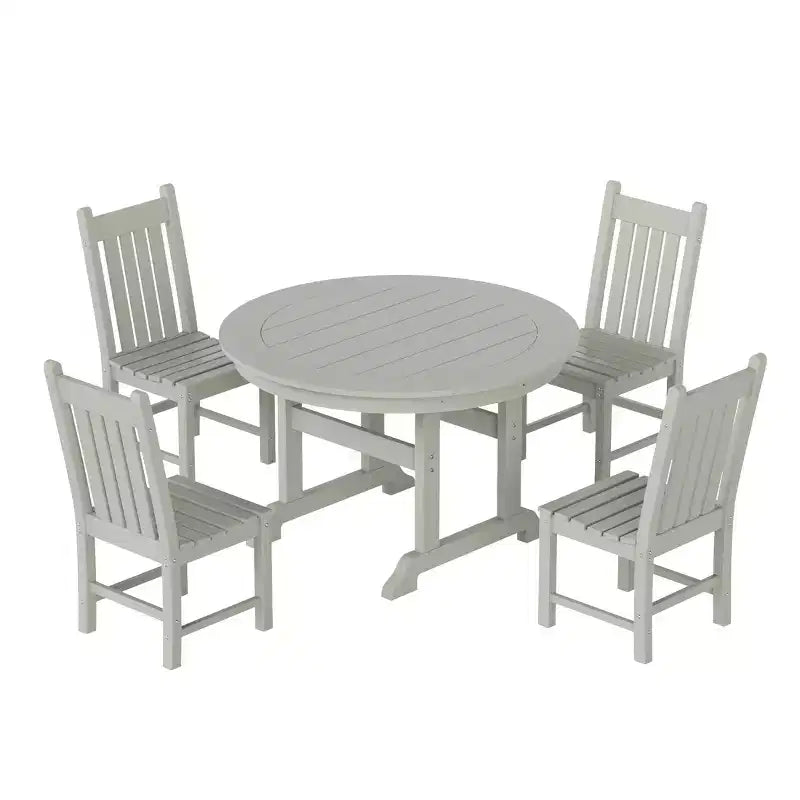 WestinTrends 5 Piece Outdoor Patio Dining Set Outdoor Round Table and Chair Set