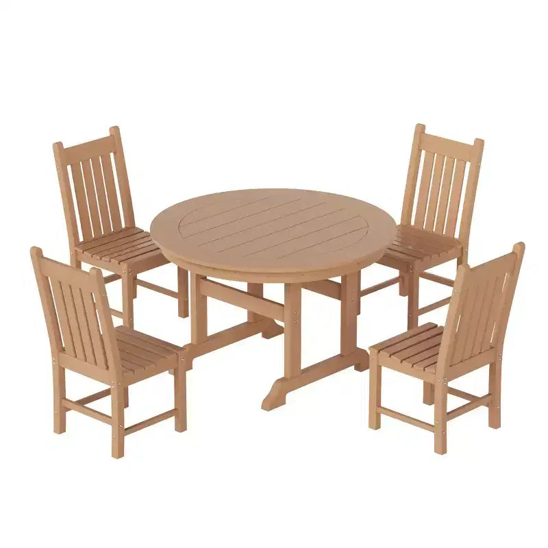 WestinTrends 5 Piece Outdoor Patio Dining Set Outdoor Round Table and Chair Set