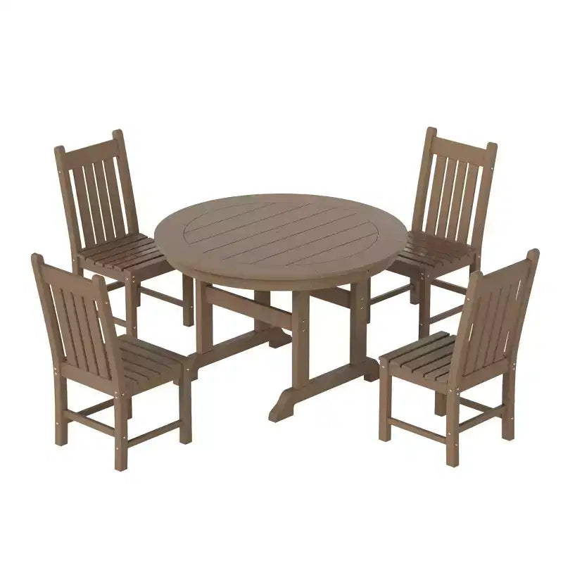 WestinTrends 5 Piece Outdoor Patio Dining Set Outdoor Round Table and Chair Set