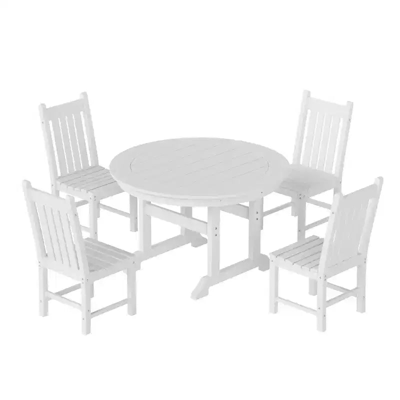 WestinTrends 5 Piece Outdoor Patio Dining Set Outdoor Round Table and Chair Set