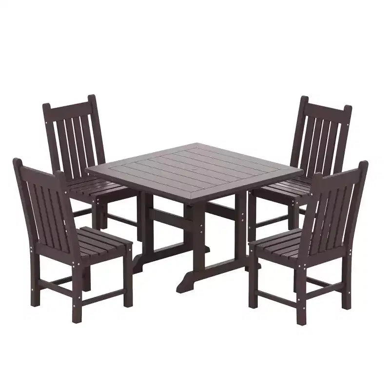 WestinTrends 5 Piece Outdoor Patio Dining Set Outdoor Square Table and Chair Set