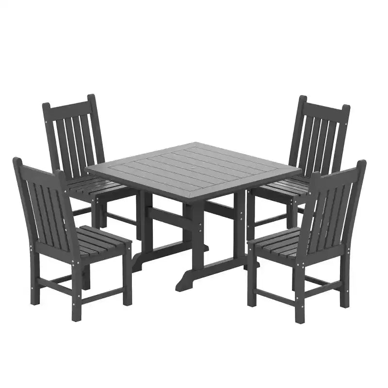 WestinTrends 5 Piece Outdoor Patio Dining Set Outdoor Square Table and Chair Set