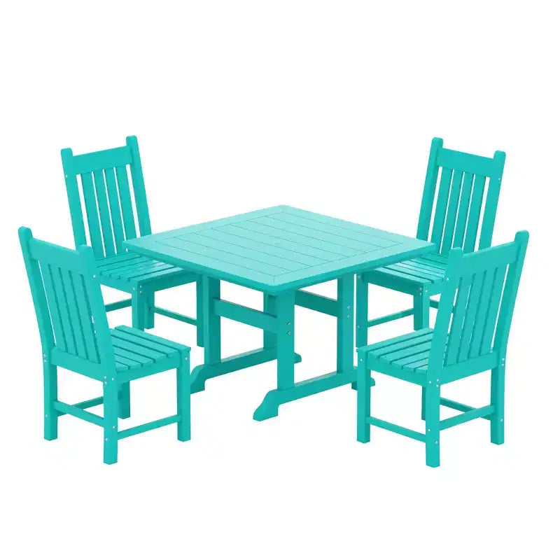 WestinTrends 5 Piece Outdoor Patio Dining Set Outdoor Square Table and Chair Set