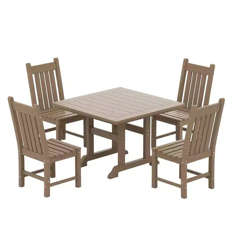 WestinTrends 5 Piece Outdoor Patio Dining Set Outdoor Square Table and Chair Set