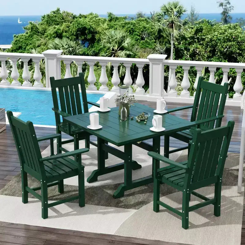 WestinTrends 5 Piece Outdoor Patio Dining Set Outdoor Square Table and Armchair Set