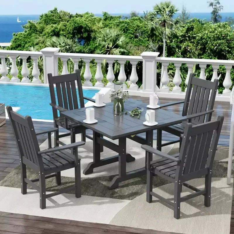 WestinTrends 5 Piece Outdoor Patio Dining Set Outdoor Square Table and Armchair Set