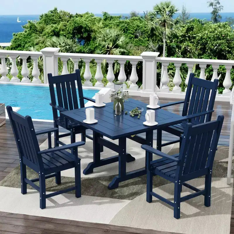 WestinTrends 5 Piece Outdoor Patio Dining Set Outdoor Square Table and Armchair Set
