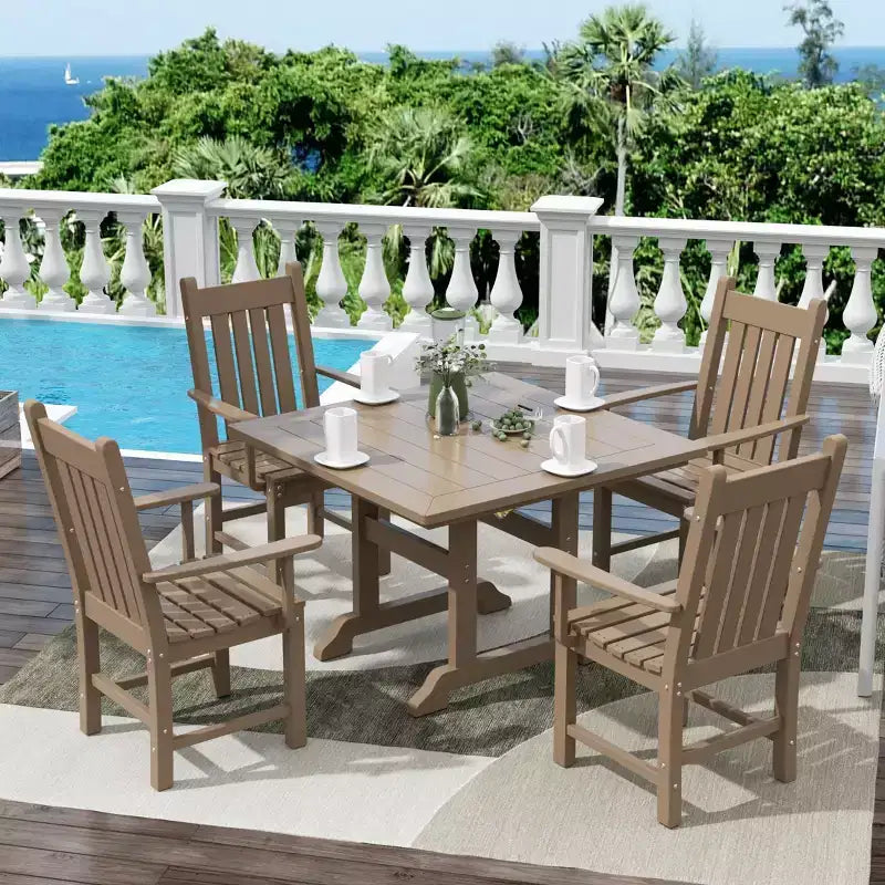 WestinTrends 5 Piece Outdoor Patio Dining Set Outdoor Square Table and Armchair Set