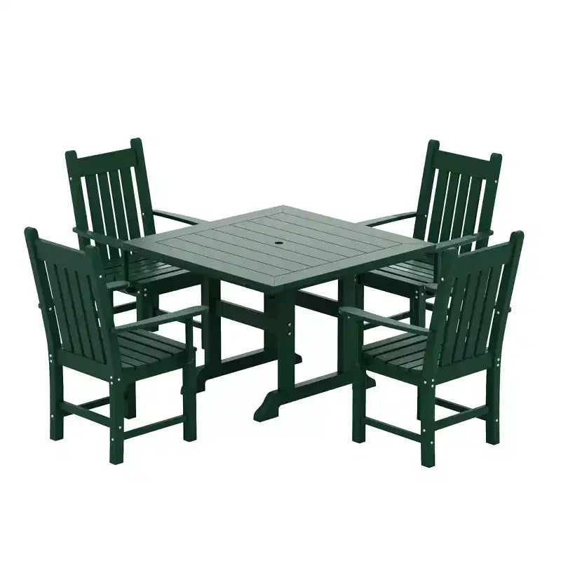 WestinTrends 5 Piece Outdoor Patio Dining Set Outdoor Square Table and Armchair Set