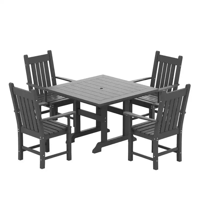 WestinTrends 5 Piece Outdoor Patio Dining Set Outdoor Square Table and Armchair Set