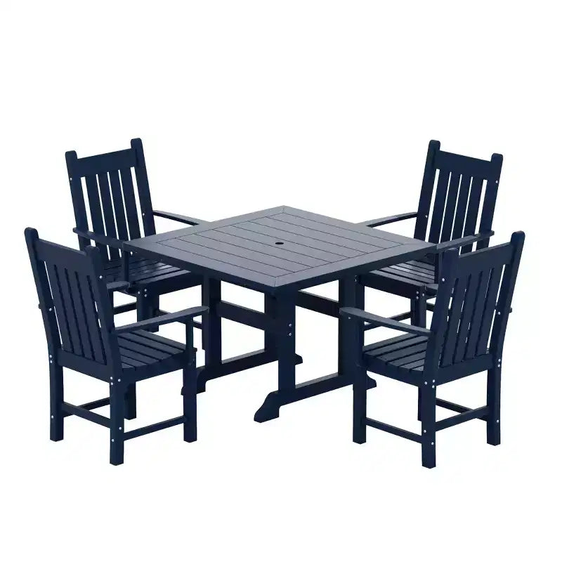 WestinTrends 5 Piece Outdoor Patio Dining Set Outdoor Square Table and Armchair Set