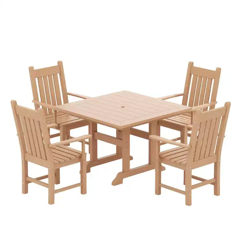 WestinTrends 5 Piece Outdoor Patio Dining Set Outdoor Square Table and Armchair Set