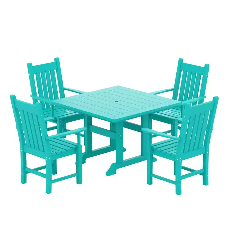 WestinTrends 5 Piece Outdoor Patio Dining Set Outdoor Square Table and Armchair Set