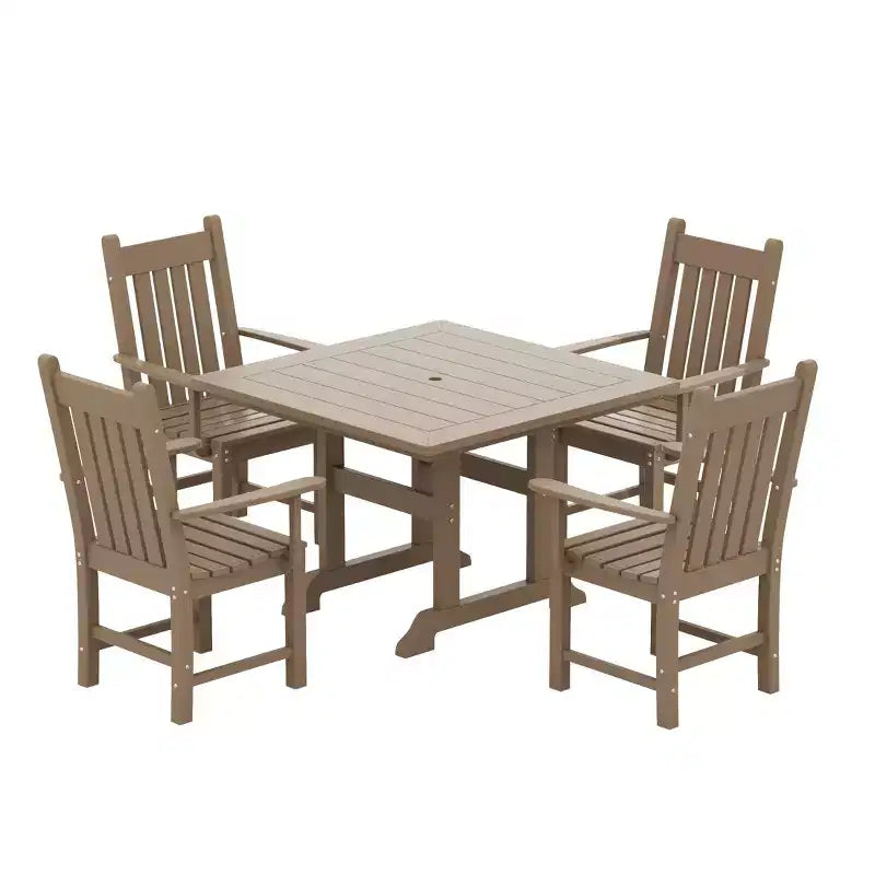 WestinTrends 5 Piece Outdoor Patio Dining Set Outdoor Square Table and Armchair Set