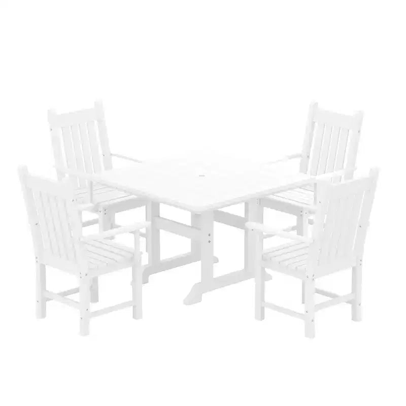 WestinTrends 5 Piece Outdoor Patio Dining Set Outdoor Square Table and Armchair Set