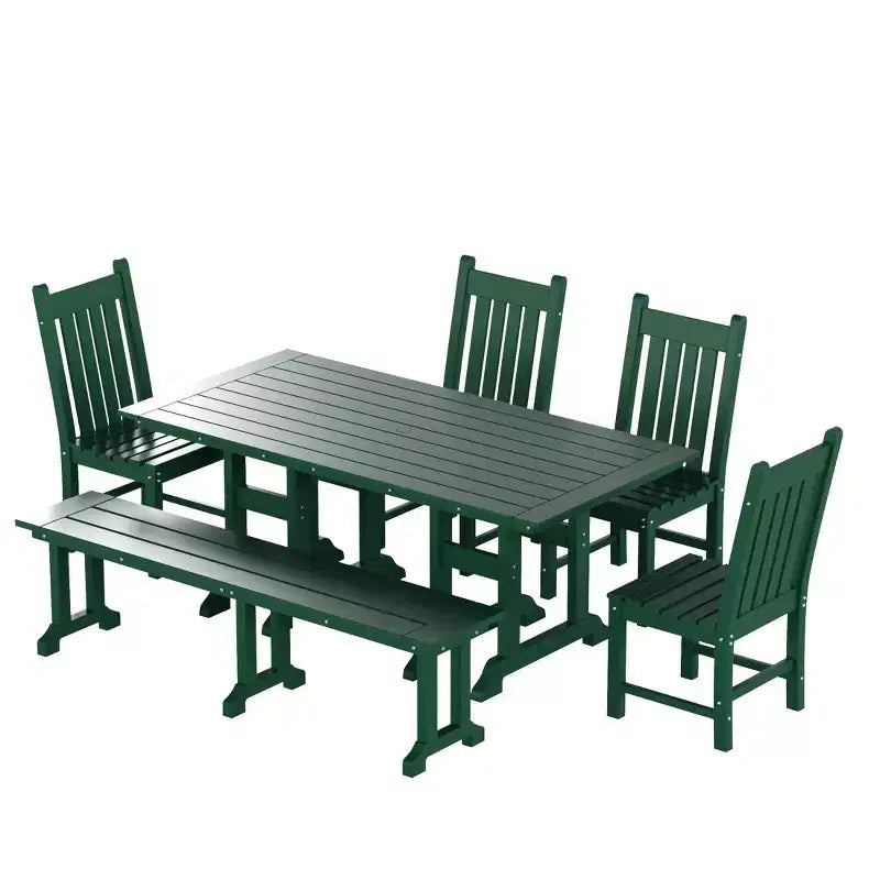 WestinTrends 6 Piece Outdoor Patio Dining Set Outdoor Table and Bench Chair Set