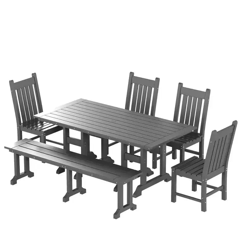 WestinTrends 6 Piece Outdoor Patio Dining Set Outdoor Table and Bench Chair Set