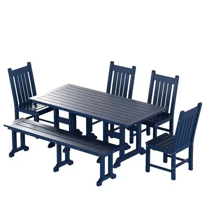 WestinTrends 6 Piece Outdoor Patio Dining Set Outdoor Table and Bench Chair Set