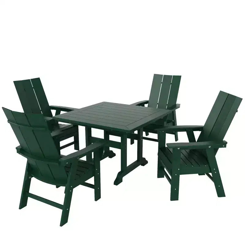 WestinTrends 5 Piece Outdoor Patio Dining Square Table and Modern Armchair Set