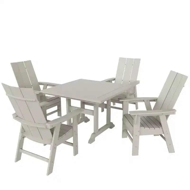 WestinTrends 5 Piece Outdoor Patio Dining Square Table and Modern Armchair Set