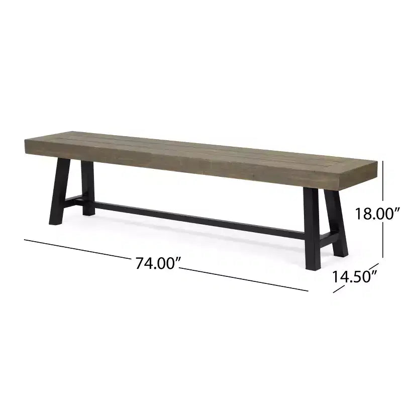 GDFStudio Chilian Outdoor Acacia Wood 3 Piece Picnic Set, Gray/Rustic Metal