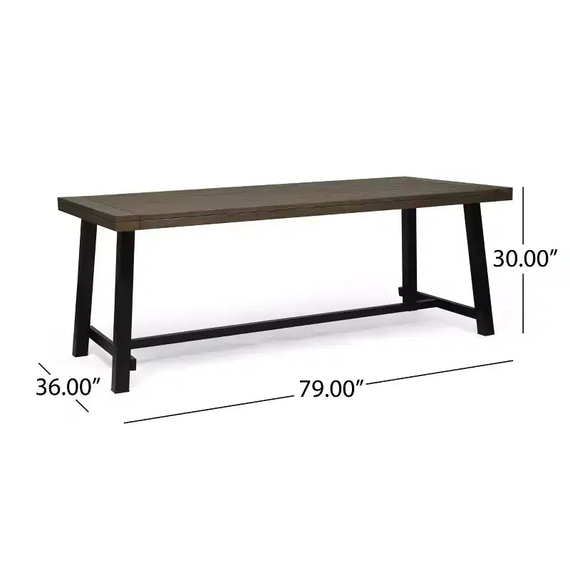 GDFStudio Chilian Outdoor Acacia Wood 3 Piece Picnic Set, Gray/Rustic Metal