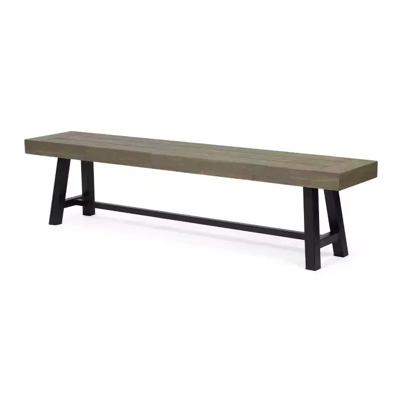 GDFStudio Chilian Outdoor Acacia Wood 3 Piece Picnic Set, Gray/Rustic Metal