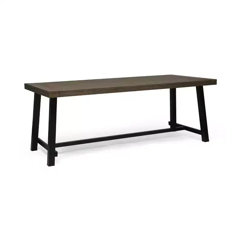 GDFStudio Chilian Outdoor Acacia Wood 3 Piece Picnic Set, Gray/Rustic Metal