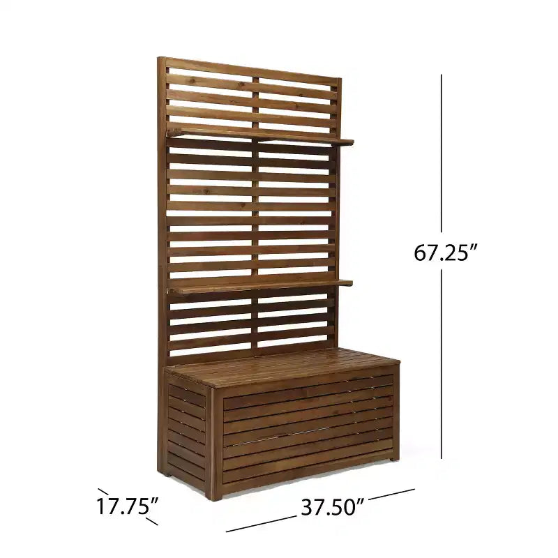 Christopher Knight Home Andrusia Outdoor Rustic Acacia Wood Storage Bench with Rack, Teak
