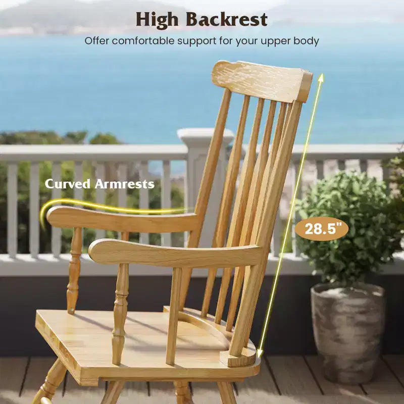 Costway Set of 2 Wood Rocking Chair Glossy Finish White\ Coffe