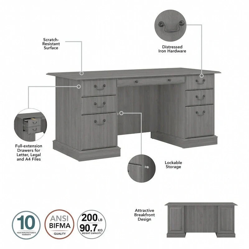 Bush Furniture Saratoga Executive Desk with Drawers and Storage