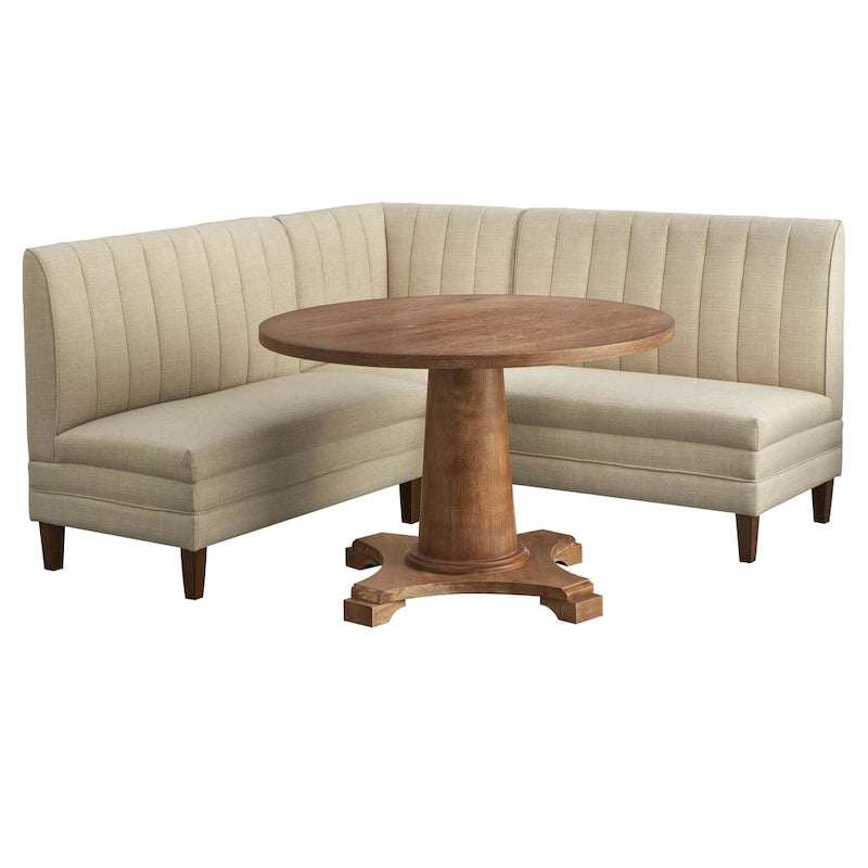Asiento esquinero tapizado crema con respaldo acanalado – 1 persona