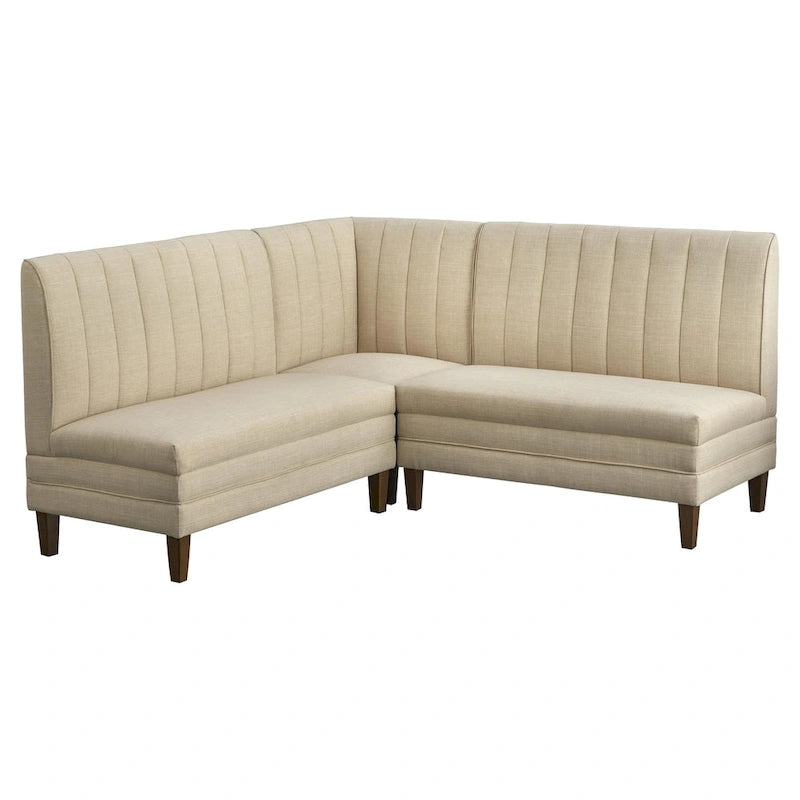 Asiento esquinero tapizado crema con respaldo acanalado – 1 persona