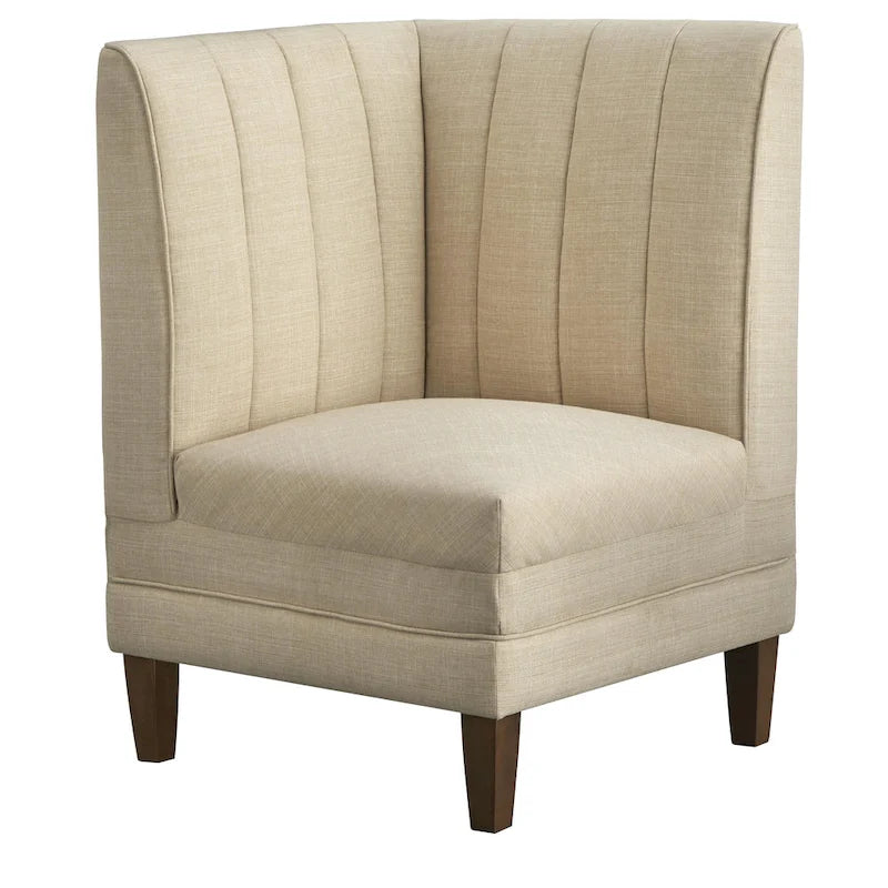 Asiento esquinero tapizado crema con respaldo acanalado – 1 persona