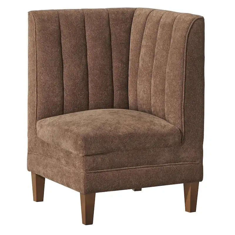 Asiento esquinero tapizado crema con respaldo acanalado – 1 persona