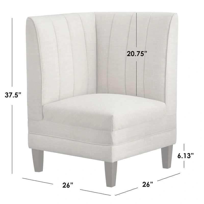 Asiento esquinero tapizado crema con respaldo acanalado – 1 persona