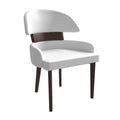 Silla de comedor con respaldo curvo de cuero vegano – Blanco / Negro / Topo / Gris, Asiento individual, Patas de madera de caucho