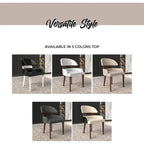 Silla de comedor con respaldo curvo de cuero vegano – Blanco / Negro / Topo / Gris, Asiento individual, Patas de madera de caucho
