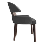 Silla de comedor con respaldo curvo de cuero vegano – Blanco / Negro / Topo / Gris, Asiento individual, Patas de madera de caucho
