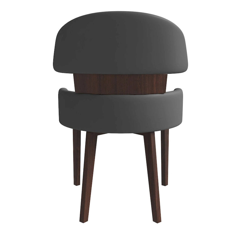 Silla de comedor con respaldo curvo de cuero vegano – Blanco / Negro / Topo / Gris, Asiento individual, Patas de madera de caucho