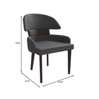 Silla de comedor con respaldo curvo de cuero vegano – Blanco / Negro / Topo / Gris, Asiento individual, Patas de madera de caucho