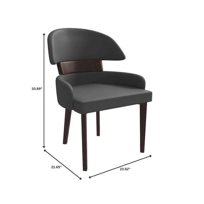 Silla de comedor con respaldo curvo de cuero vegano – Blanco / Negro / Topo / Gris, Asiento individual, Patas de madera de caucho