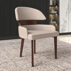 Silla de comedor con respaldo curvo de cuero vegano – Blanco / Negro / Topo / Gris, Asiento individual, Patas de madera de caucho