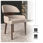 Silla de comedor con respaldo curvo de cuero vegano – Blanco / Negro / Topo / Gris, Asiento individual, Patas de madera de caucho